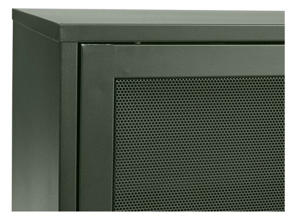 Ciemnozielona metalowa niska komoda z drzwiami przesuwnymi 160x75 cm Veep – Unique Furniture