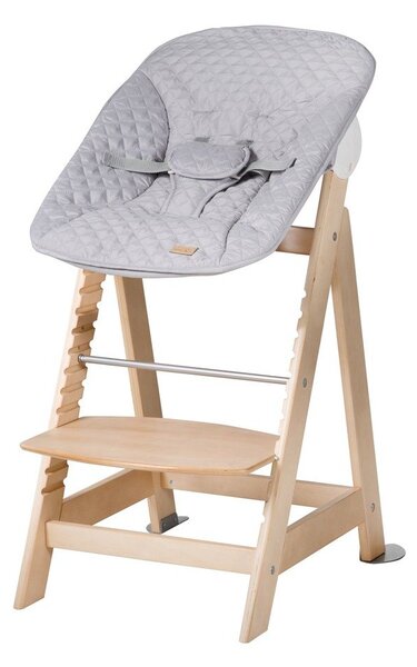 Jasnoszaro-naturalne krzesełko do karmienia Style Born Up 2in1 – Roba