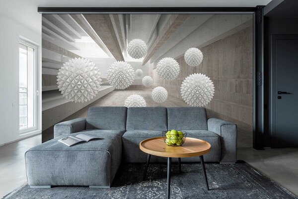 Fototapeta Białe kule w pomieszczeniu, Fototapety Powiększające wnętrze, Popularne Fototapety, u34969 - Tapeko.pl