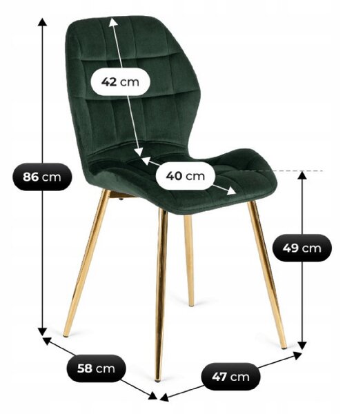 Zestaw Stół Okrągły BALI 100 cm Biały Marmur/Złoty i 4 Krzesła Tapicerowane LUCKY Zielone Glamour