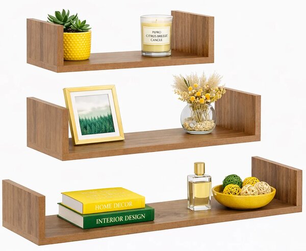Zestaw 3 półek ściennych w kolorze orzech M4-P34