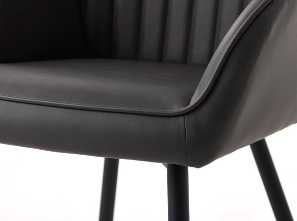 Ciemnoszare tapicerowane fotele jadalniane zestaw z podłokietnikami 2 szt. Nolan Stripe – Unique Furniture