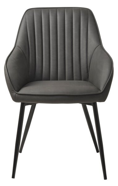 Ciemnoszare tapicerowane fotele jadalniane zestaw z podłokietnikami 2 szt. Nolan Stripe – Unique Furniture