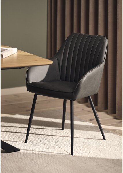 Ciemnoszare tapicerowane fotele jadalniane zestaw z podłokietnikami 2 szt. Nolan Stripe – Unique Furniture