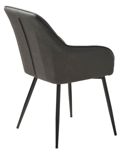 Ciemnoszare tapicerowane fotele jadalniane zestaw z podłokietnikami 2 szt. Nolan Stripe – Unique Furniture