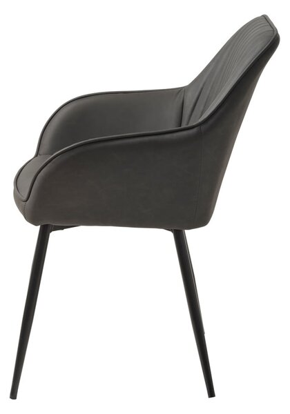 Ciemnoszare tapicerowane fotele jadalniane zestaw z podłokietnikami 2 szt. Nolan Stripe – Unique Furniture
