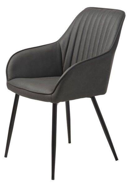 Ciemnoszare tapicerowane fotele jadalniane zestaw z podłokietnikami 2 szt. Nolan Stripe – Unique Furniture
