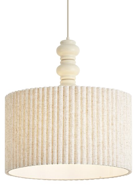 Lampa wisząca Japandi beżowa z lnianym abażurem 50 cm - Fedde