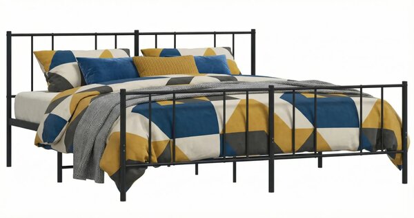 Czarne metalowe łóżko małżeńskie 200x200cm S6-L59