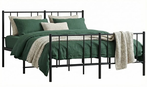 Czarne metalowe łóżko małżeńskie w stylu loft 140x200cm G4-E18
