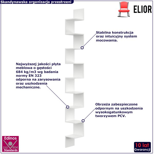 Narożna biała pólka ścienna C9-A42