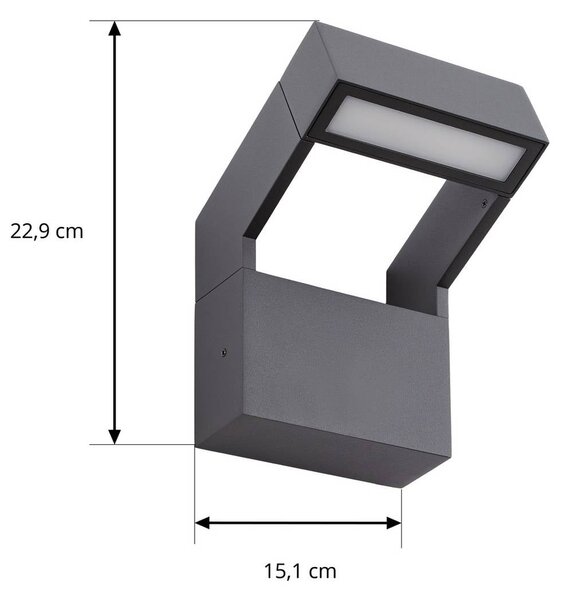 Kinkiet zewnętrzny Kovato Arcchio, aluminiowy / szary / cynkowy, metal, nowoczesny