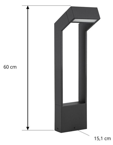 Słupek oświetleniowy LED Arcchio Kovato, wysokość 60 cm, ciemnoszara, IP65 Kovato, aluminiowy / szary / cynkowy, metal, nowoczesny