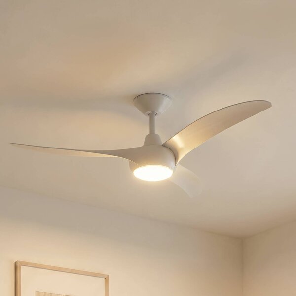 Wentylator sufitowy LED Lindby Briya, biały, Ø 116 cm, CCT Briya Lindby, możliwość ściemniania, biały / opal, salon / jadalnia, tworzywo sztuczne, nowoczesny