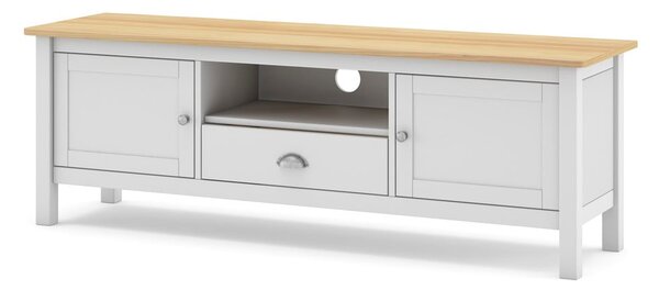 Biało-naturalna szafka pod TV z drewna sosnowego 158x53 cm Misti – Marckeric
