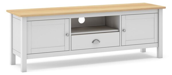 Biało-naturalna szafka pod TV z drewna sosnowego 158x53 cm Misti – Marckeric