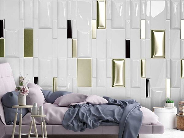 Fototapeta Połyskujące płytki w geometrycznym układzie, Fototapety 3d, Popularne Fototapety, u37986 - Tapeko.pl