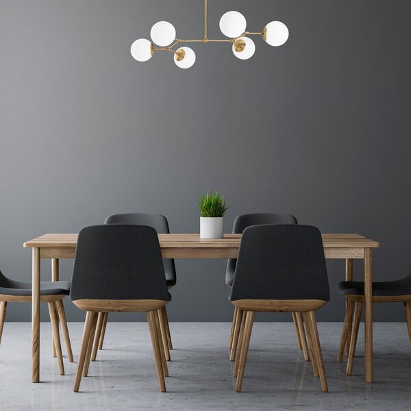 Biała/w kolorze mosiądzu lampa wisząca ze szklanym kloszem Damar – Opviq lights