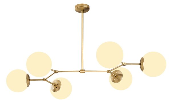 Biała/w kolorze mosiądzu lampa wisząca ze szklanym kloszem Damar – Opviq lights