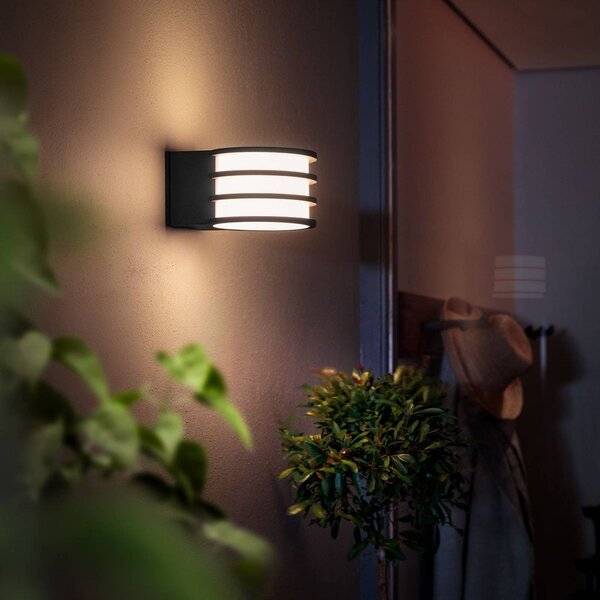 Philips Hue kinkiet zewnętrzny LED Lucca Lucca, możliwość ściemniania, czarny, aluminium, nowoczesny