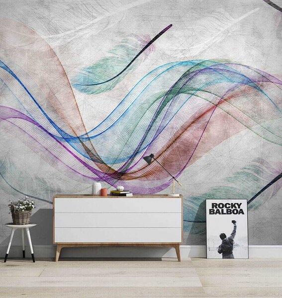 Fototapeta Kolorowe pióra na białej powierzchni, Fototapety 3d, Popularne Fototapety, u38932 - Tapeko.pl