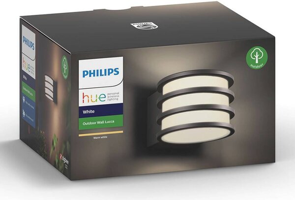Philips Hue kinkiet zewnętrzny LED Lucca Lucca, możliwość ściemniania, czarny, aluminium, nowoczesny