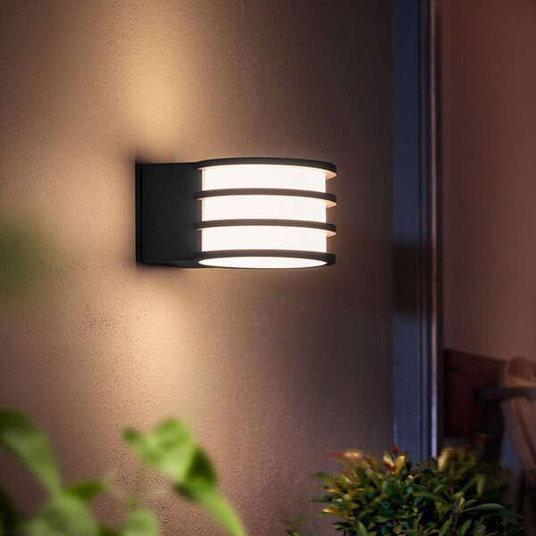 Philips Hue kinkiet zewnętrzny LED Lucca Lucca, możliwość ściemniania, czarny, aluminium, nowoczesny