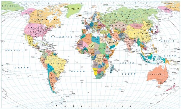 Fototapeta Mapa świata, Fototapety z mapami świata, Popularne Fototapety, u39479 - Tapeko.pl