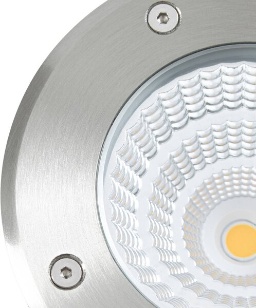 Arcchio – wpuszczany reflektor podłogowy LED Thentos, Ø 12 cm, kąt świecenia Thentos, aluminiowy / szary / cynkowy, stal szlachetna