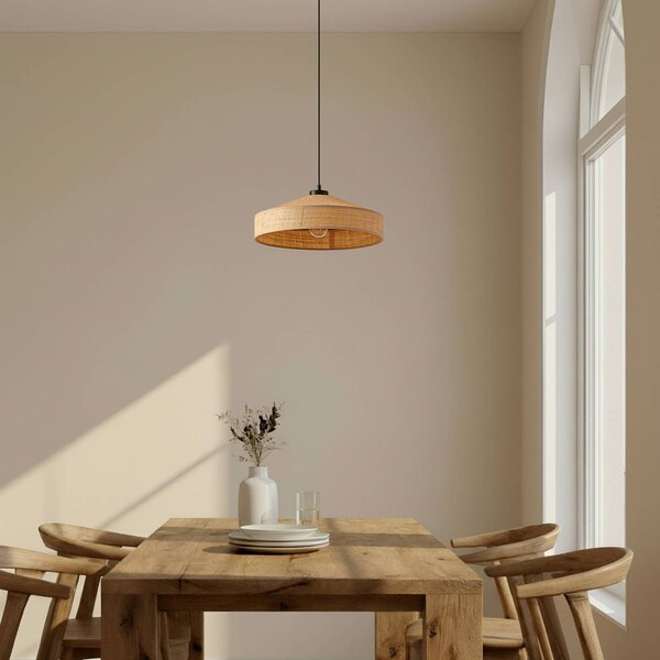 Lampa wisząca Haldor Lindby, możliwość ściemniania, kremowy / amber, salon / jadalnia, drewno, skandynawski