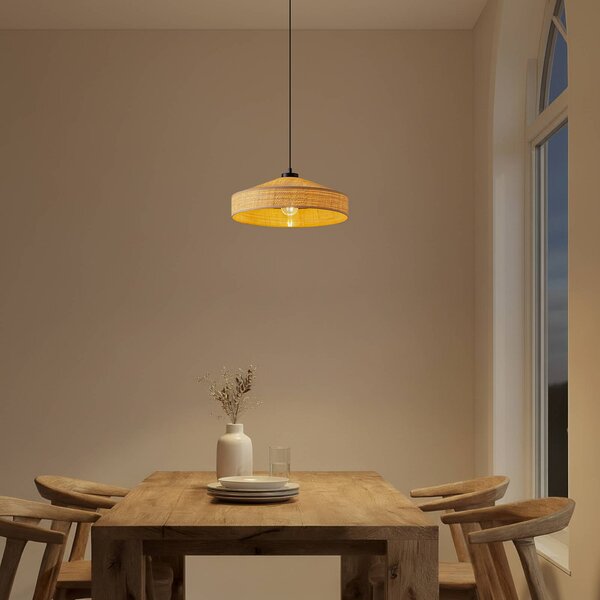 Lampa wisząca Haldor Lindby, możliwość ściemniania, kremowy / amber, salon / jadalnia, drewno, skandynawski
