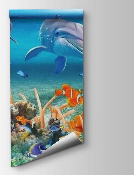 Fototapeta Grupa ryb i delfinów pływających w oceanie, Fototapety Morze i Plaża, Popularne Fototapety, u40487 - Tapeko.pl
