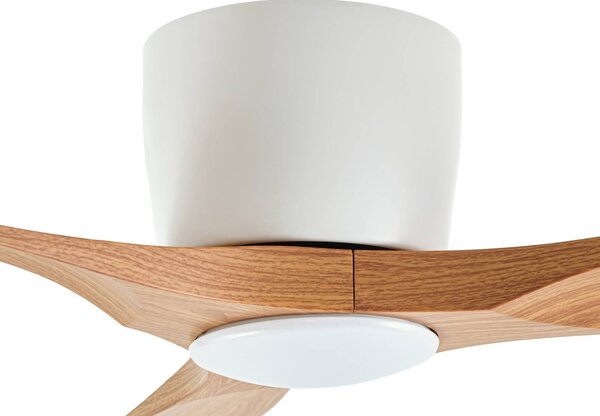 Wentylator sufitowy Lucande Smart LED Moneno, biały/drewniany, Tuya Moneno Lucande, możliwość ściemniania, jasne drewno, salon / jadalnia, metal, nowoczesny