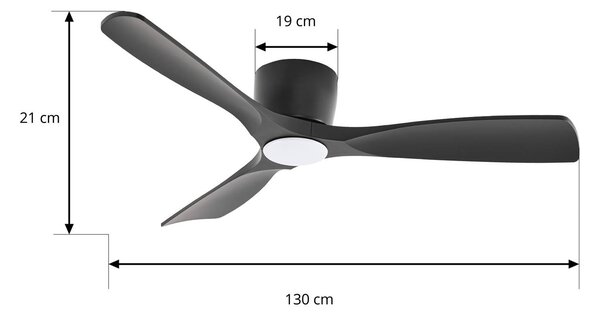 Inteligentny wentylator sufitowy LED Lucande Moneno, czarny, DC, Tuya Moneno Lucande, możliwość ściemniania, czarny, salon / jadalnia, metal, nowoczesny