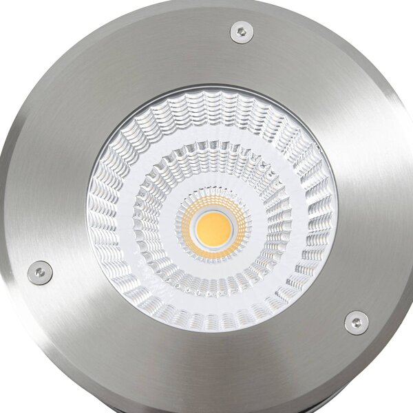 Arcchio LED – wpuszczany reflektor podłogowy Thentos, Ø 18 cm, 60°, nikiel, IP67 Thentos, aluminiowy / szary / cynkowy, stal szlachetna