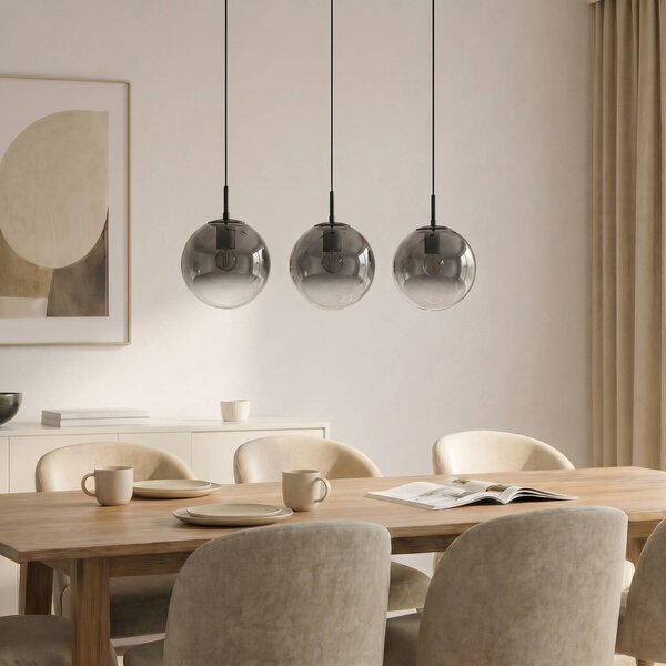 Lampa wisząca szklana Veloura Lucande, możliwość ściemniania, przezroczysty / transparentny, salon / jadalnia, szkło, design