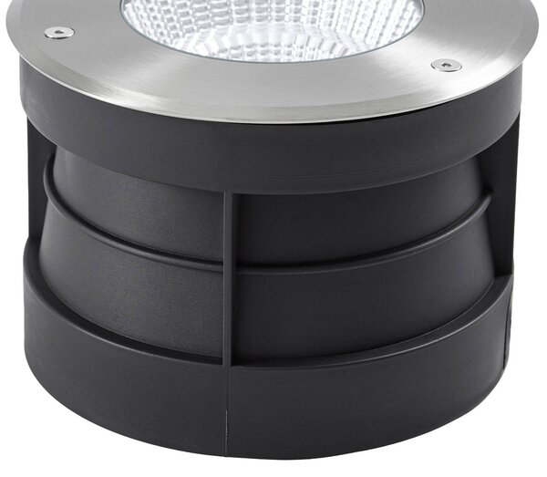 Arcchio LED – wpuszczany reflektor podłogowy Thentos, Ø 18 cm, 60°, nikiel, IP67 Thentos, aluminiowy / szary / cynkowy, stal szlachetna