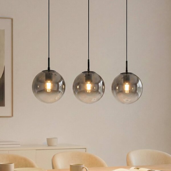 Lampa wisząca szklana Veloura Lucande, możliwość ściemniania, przezroczysty / transparentny, salon / jadalnia, szkło, design