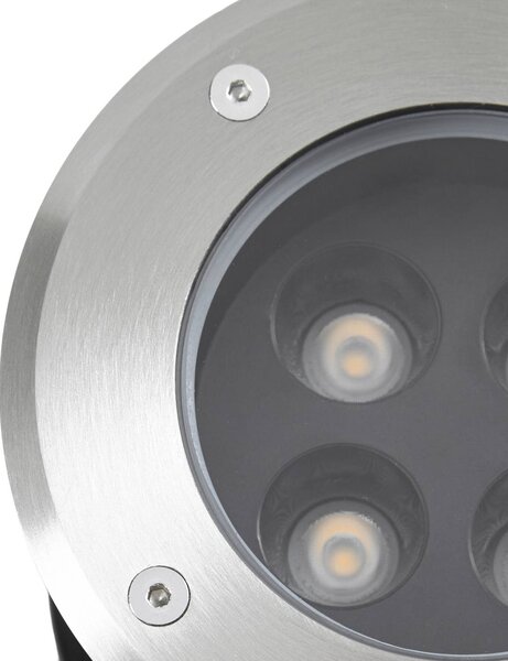 Arcchio LED – wpuszczany reflektor podłogowy Thentos, Ø 12 cm, kąt świecenia Thentos, aluminiowy / szary / cynkowy, stal szlachetna