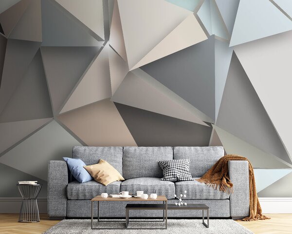 Fototapeta Abstrakcyjne geometryczne kształty w delikatnych kolorach, Fototapety 3d z figurami, Popularne Fototapety, u42871 - Tapeko.pl
