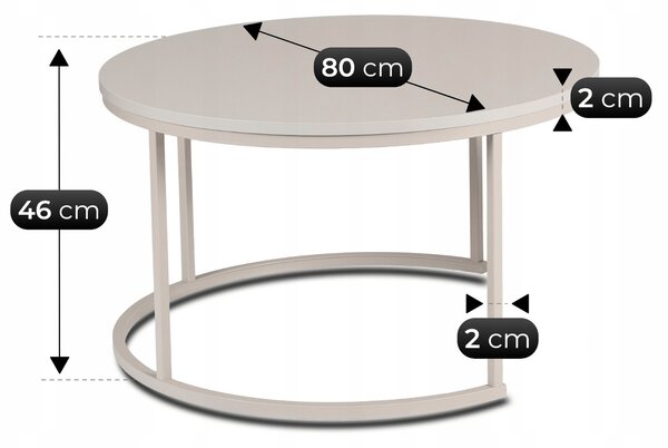 Zestaw Stolików Kawowych NELLY MAX 60 cm/80 cm Kaszmir Nowoczesny