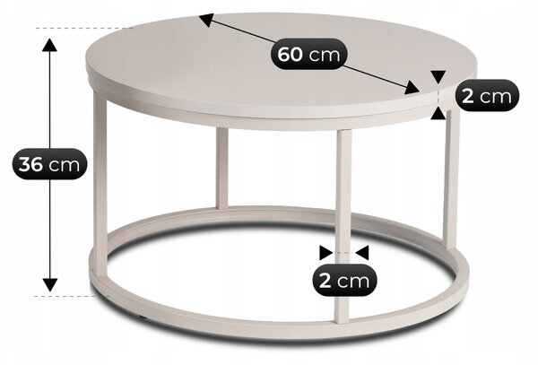 Zestaw Stolików Kawowych NELLY MAX 60 cm/80 cm Kaszmir Nowoczesny