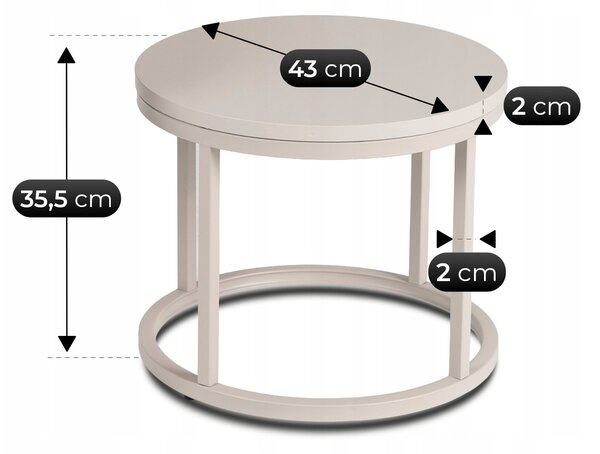 Zestaw Stolików Kawowych NELLY 43 cm/53 cm Kaszmir Nowoczesny