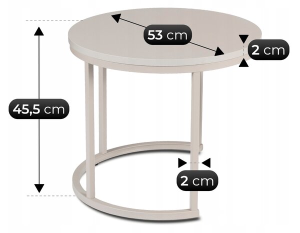 Zestaw Stolików Kawowych NELLY 43 cm/53 cm Kaszmir Nowoczesny
