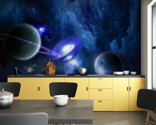 Fototapeta Planety w kosmosie z planetami i gwiazdami, Fototapety Powiększające wnętrze, Popularne Fototapety, u44665 - Tapeko.pl