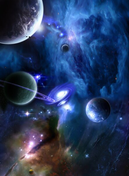 Fototapeta Planety w kosmosie z planetami i gwiazdami, Fototapety Powiększające wnętrze, Popularne Fototapety, u44665 - Tapeko.pl