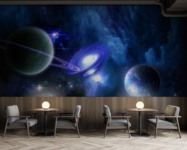Fototapeta Planety w kosmosie z planetami i gwiazdami, Fototapety Powiększające wnętrze, Popularne Fototapety, u44665 - Tapeko.pl
