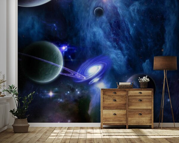 Fototapeta Planety w kosmosie z planetami i gwiazdami, Fototapety Powiększające wnętrze, Popularne Fototapety, u44665 - Tapeko.pl