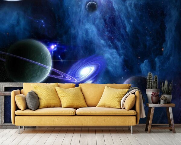 Fototapeta Planety w kosmosie z planetami i gwiazdami, Fototapety Powiększające wnętrze, Popularne Fototapety, u44665 - Tapeko.pl