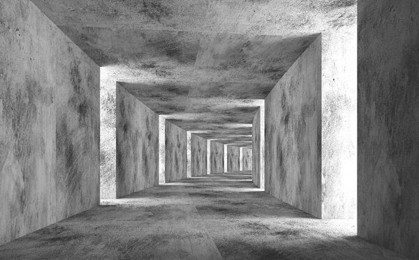 Fototapeta Pokój z betonowymi ścianami i kwadratowym sufitem, Fototapety Powiększające wnętrze, Popularne Fototapety, u45797 - Tapeko.pl